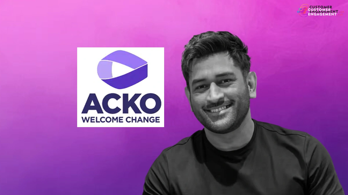 MS Dhoni with ACKO branding as investor and brand ambassador
