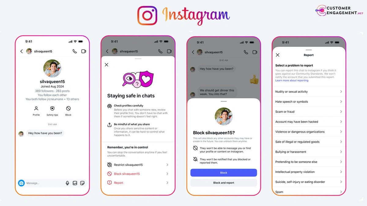Instagram DM nudity protection warning for teens.