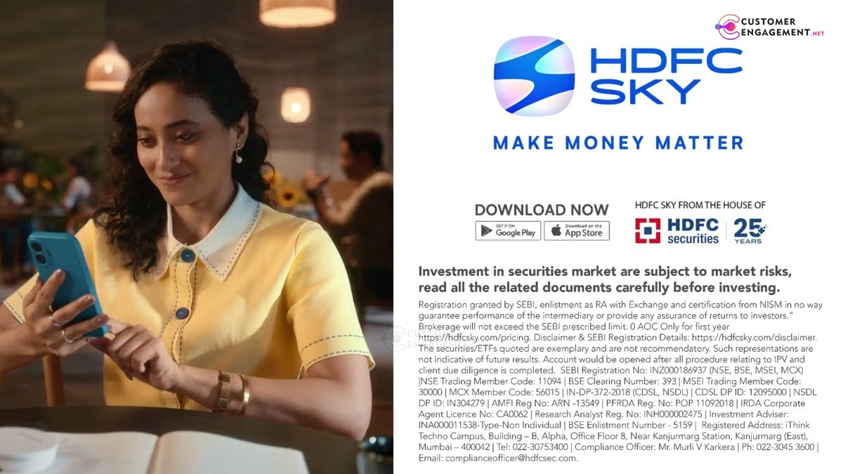 HDFC SKY TVC campaign promotional image with app features