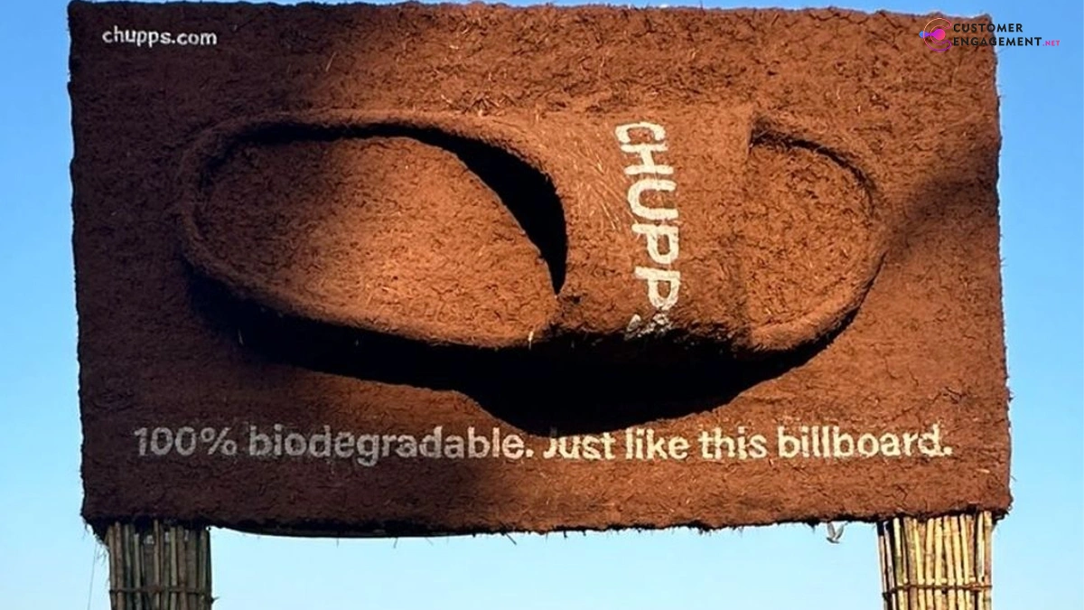 Chupps biodegradable billboard in Mumbai disintegrating in rain, symbolizing eco-friendly footwear