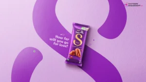 Couple sharing Cadbury Dairy Milk Silk chocolate in Ogilvy art gallery ad