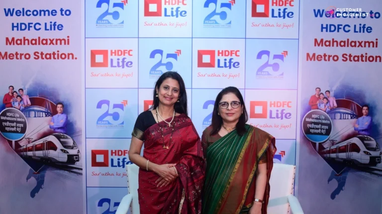 HDFC Life branding at Mahalaxmi Metro Station in Mumbai, celebrating 25 years of trust and financial protection.