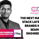 Marketing professional analyzing search engine data and AI-driven search optimization strategies