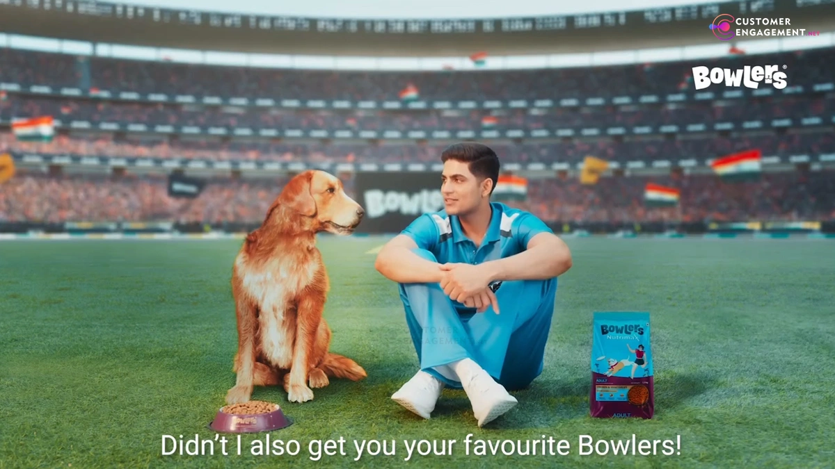Shubman Gill promoting Bowlers premium dog nutrition as part of a new pet parenting campaign in India.