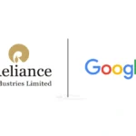 Illustration showing collaboration between Reliance and Google to advance AI technology across India