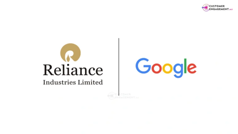 Illustration showing collaboration between Reliance and Google to advance AI technology across India