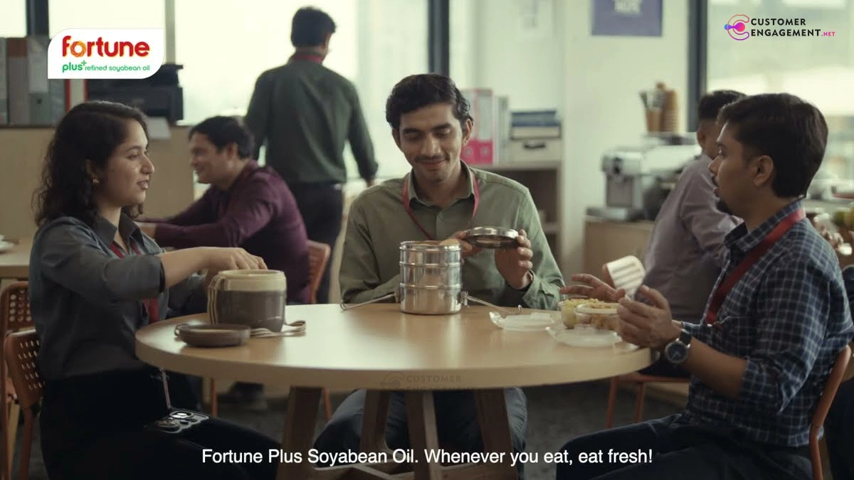 Fortune Plus Soyabean Oil TVC scene with family enjoying fresh meals from breakfast to dinner powered by Vitamin A&D enriched oil