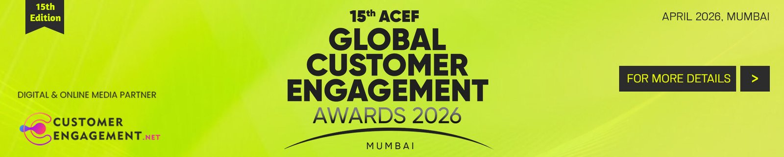 15th Global Customer Engagement Summit and Awards 2026 Mumbai promotional visual highlighting jury, categories, and call for entries