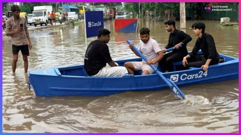 Cars24 boat Gurugram flooded road