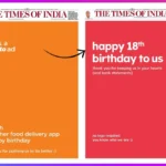 Zomato Swiggy cheeky birthday newspaper ad