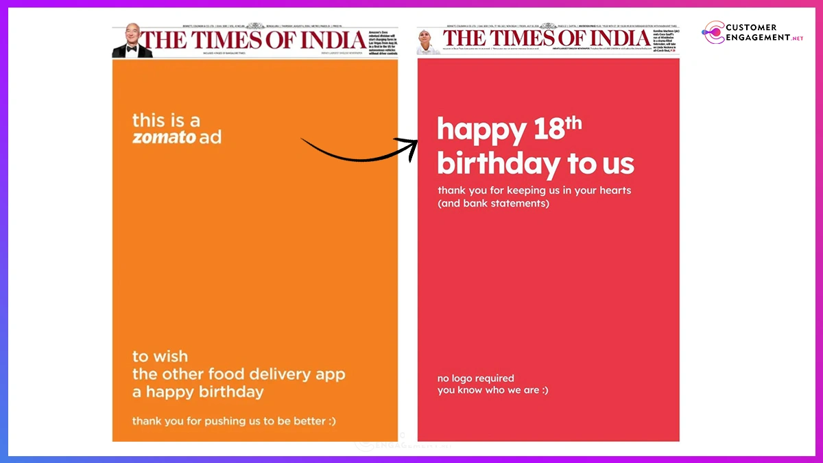 Zomato Swiggy cheeky birthday newspaper ad